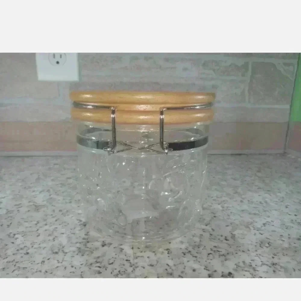 Vintage Glass Cookie Jar With Flower Designs And Lid - Picture 2 of 6